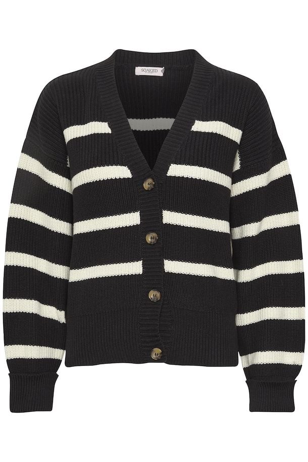 Black w Antique White Stripe Knitted cardigan from Soaked in Luxury ...