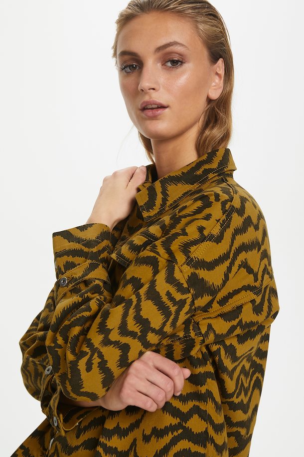 Mustard Wood Animal Print Jacket from Soaked in Luxury – Buy Mustard