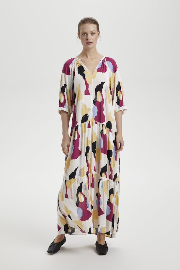 Luxury SLZaya Flowy Maxi Dress SS Oatmeal Abstract Print – Køb Oatmeal Abstract Print SLZaya