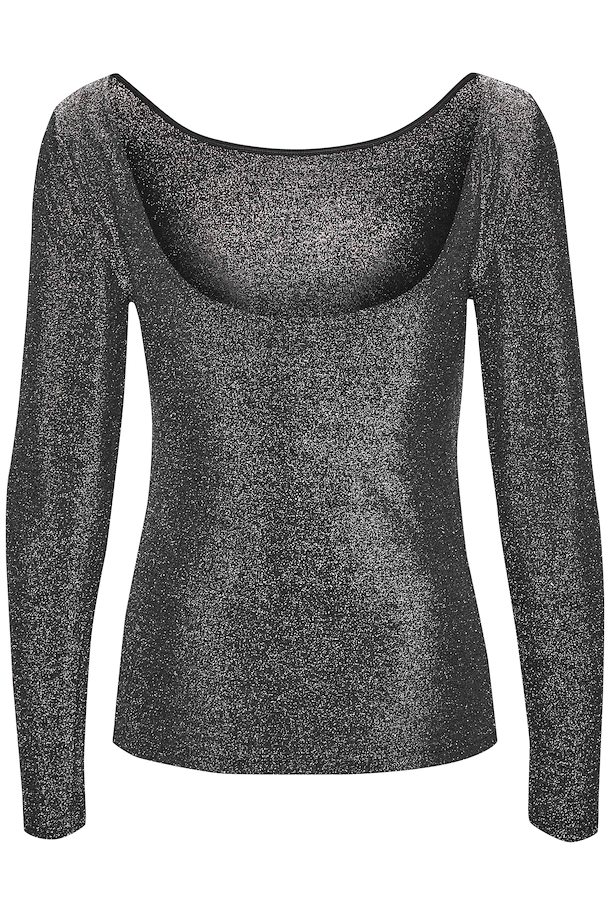 Silver lurex on black Long sleeved T-shirt from Soaked in Luxury – Buy ...