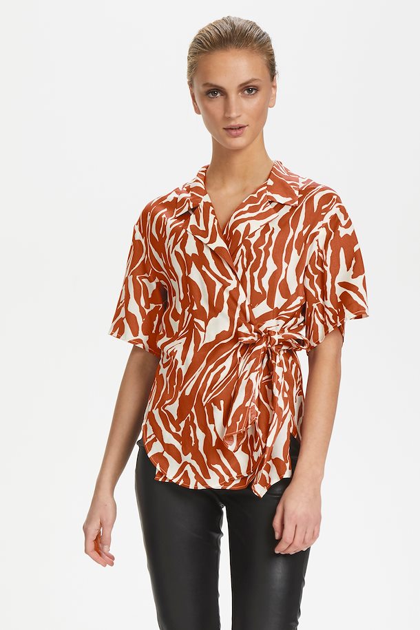Zebra Strokes Red Blouse with short sleeve from Soaked in Luxury – Buy ...